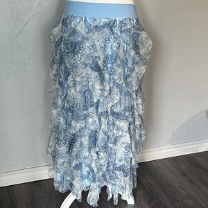 Cato Light Blue and White Layered Maxi Skirt